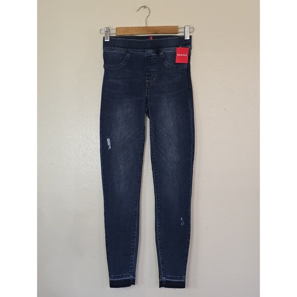 Spanx Distressed Skinny Jeans Womens Size XS Medium Wash Denim NWT $128 - Picture 1 of 10